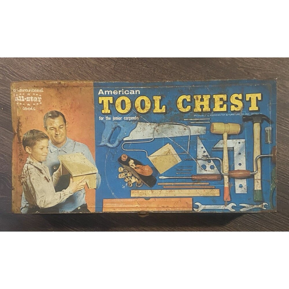 Vtg American Tool Chest for Jr. Carpenter American Toy & Furniture Co Box Only